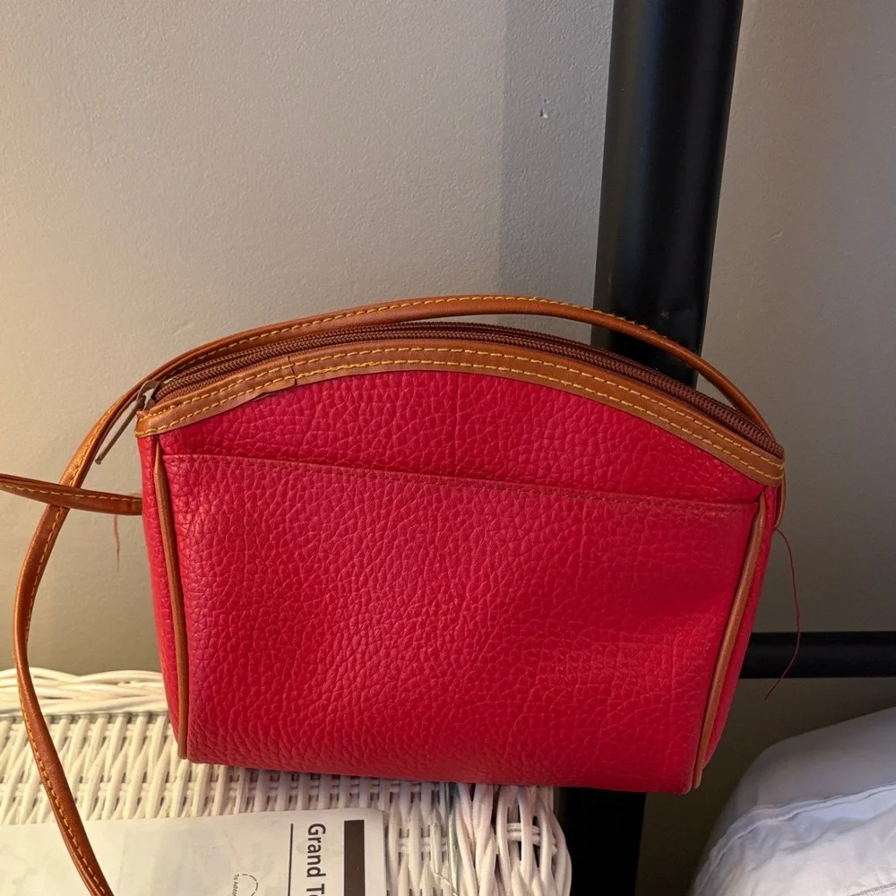 Dooney & Bourke Red and Brown Leather Crossbody Bag - Picture 4 of 5
